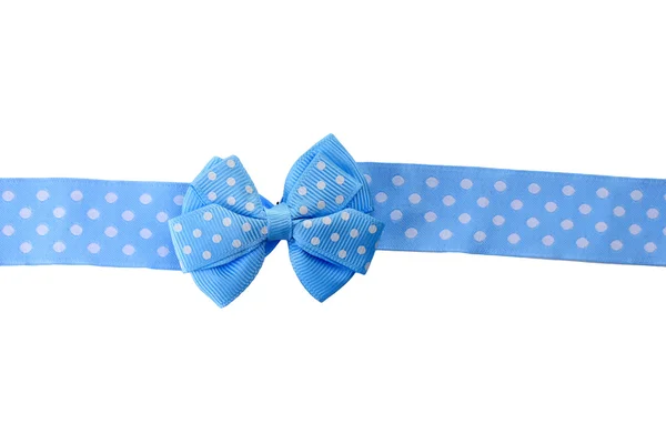 아름 다운 푸른 활과 리본 흰색 절연 — 스톡 사진