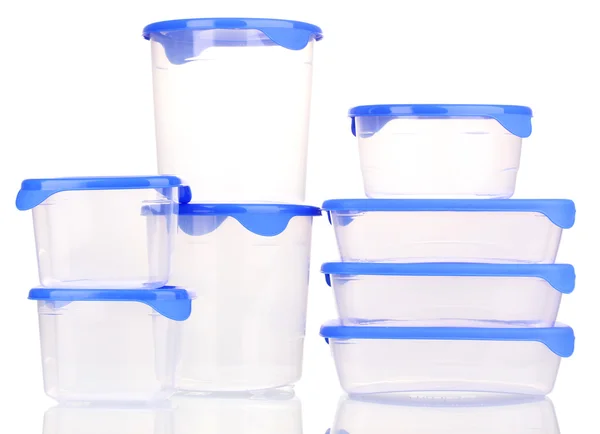 Envases de plástico para alimentos aislados en blanco — Foto de Stock