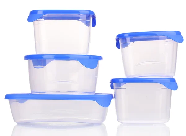 Envases de plástico para alimentos aislados en blanco —  Fotos de Stock