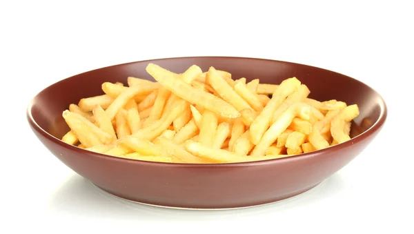 Patatas fritas en el plato aisladas en blanco —  Fotos de Stock
