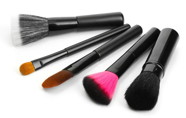 Cepillos negros para maquillaje aislados en blanco —  Fotos de Stock