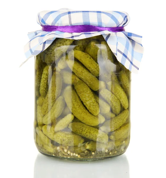 JAR s Zeleninové konzervy, naturalné izolovaných na bílém pozadí — Stock fotografie