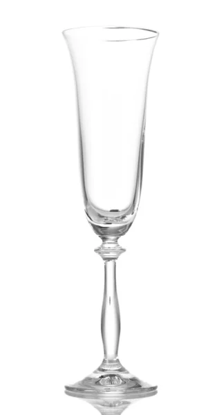 Leeg glas voor champagne geïsoleerd op wit — Stockfoto