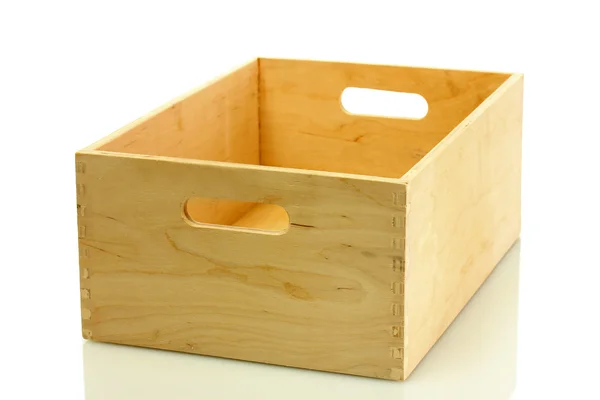 Cajón de madera vacío aislado en blanco — Foto de Stock