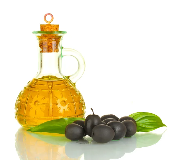 Olivový olej malou karafu izolovaných na bílém — Stock fotografie
