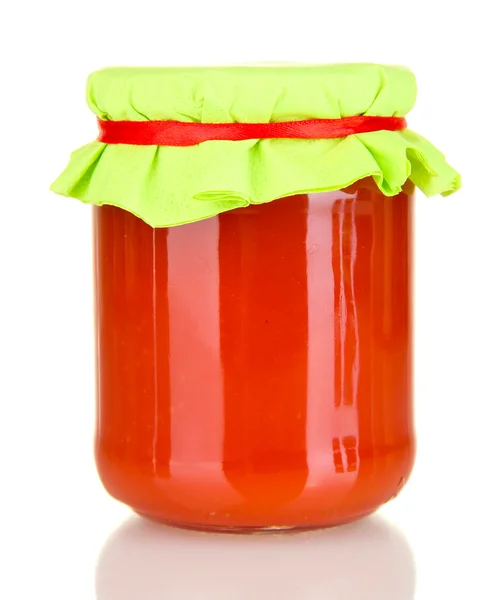 Burk med tomatpuré isolerad på vit — Stockfoto