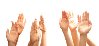 Group of young 's hands isolated on white clipart