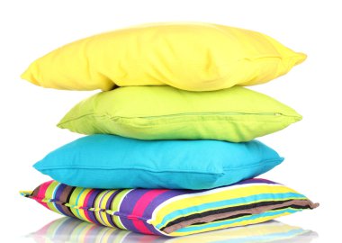 Bright color pillows isolated on white