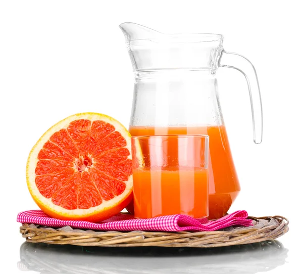 Grapefruktjuice och grapefrukt isolerad på vit — Stockfoto