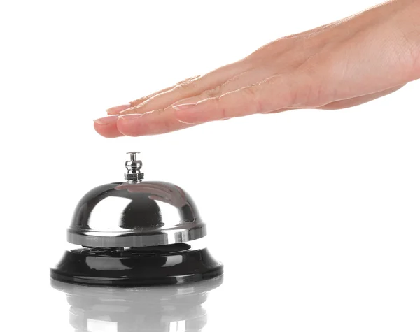 Hand ringningar i tjänsten bell isolerad på vit — Stockfoto