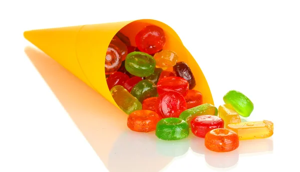 美味多彩糖果在明亮包上白色隔离 — 图库照片
