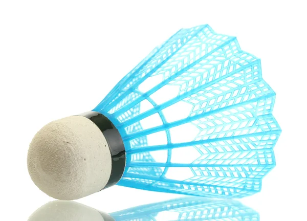 Blå plast badmintonbollen isolerade på vit — Stockfoto