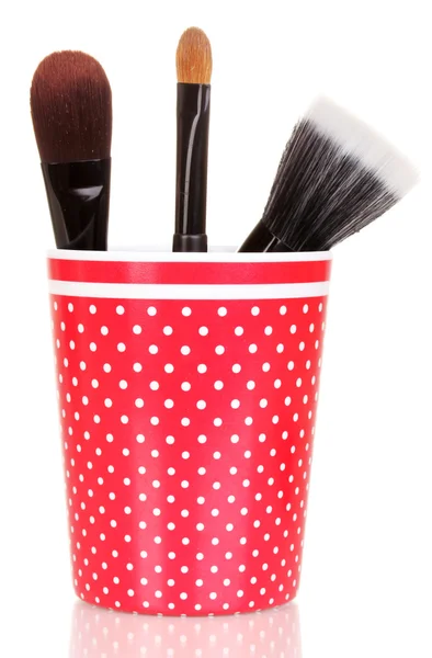 Kosmetikborstar Cup isolerad på vit — Stockfoto