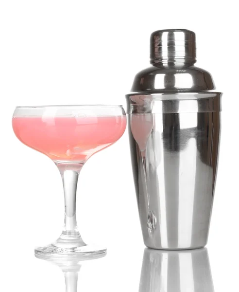 Chutné růžový koktejl izolovaných na bílém — Stock fotografie