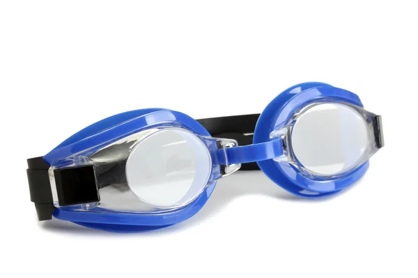 Modré plavat brýle izolované na bílém — Stock fotografie