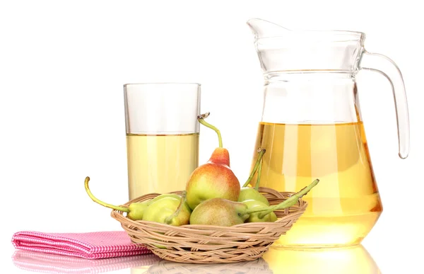 Duchess drink with pears in basket isolated on white — Stock Photo, Image