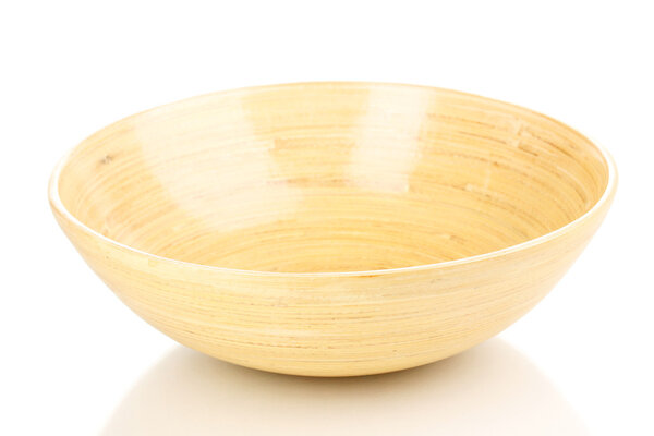 Wooden bowl on white background