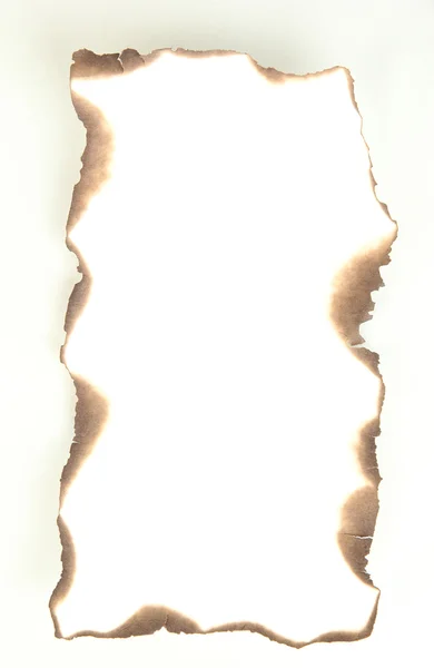 Papel queimado isolado sobre branco — Fotografia de Stock