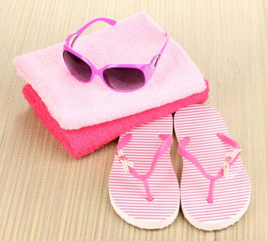 Beach accessories on mat