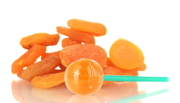 Lolly met de smaak van gedroogde abrikozen geïsoleerd op wit — Stockfoto