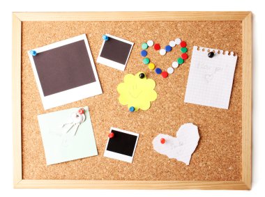 Cork board with notes clipart