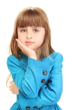 Portrait of sweet little girl isolated on white clipart