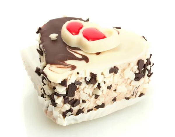 Pastel dulce con chocolate aislado en blanco — Foto de Stock