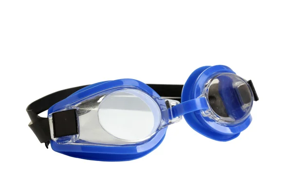 Сині окуляри для плавання ізольовані на білому — стокове фото