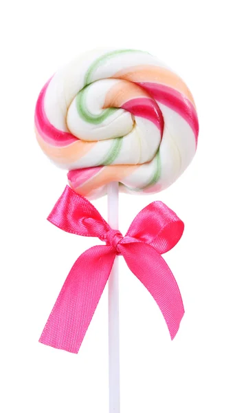 흰색 절연 활과 다채로운 롤리팝 — 스톡 사진