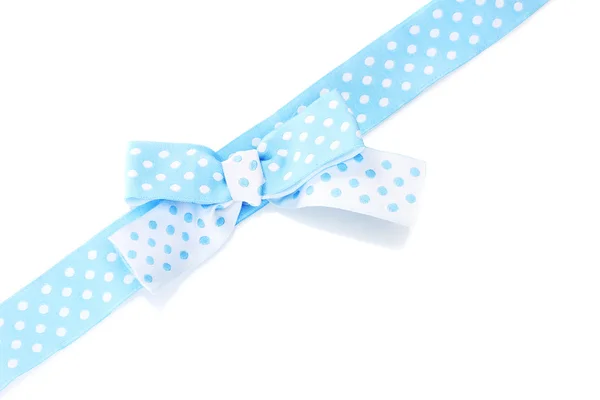 Beyaz izole şerit ve güzel mavi yay — Stok fotoğraf
