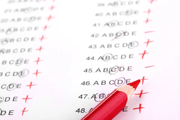 Answers to test questions close-up — Stock Photo, Image