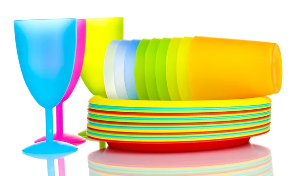 Světlé plastové nádobí izolovaných na bílém — Stock fotografie
