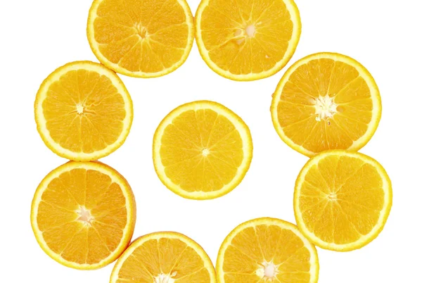 Pomarańcze z bliska na białym tle — Zdjęcie stockowe
