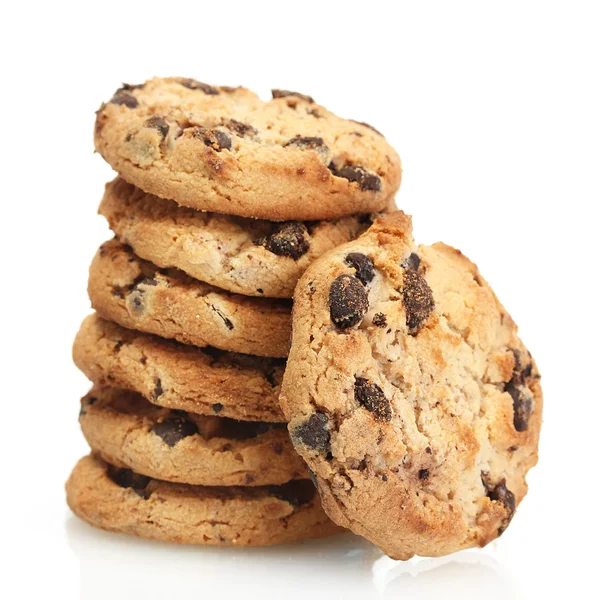 Chocolate chips cookies isolated on white — Stock Photo, Image