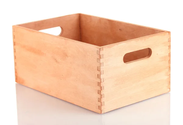 Пустой деревянный ящик изолирован на белом — стоковое фото