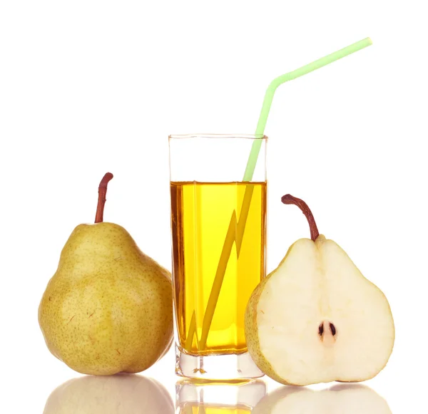 Pear juice in a glass isolated on white — Stock Photo, Image