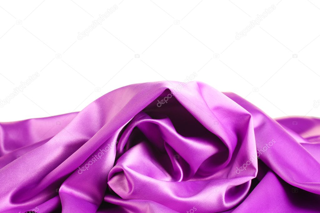 Violet silk drape isolated on white