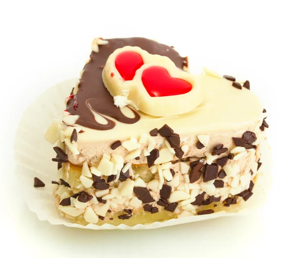 Sweet cake with chocolate isolated on white — Stock Photo, Image