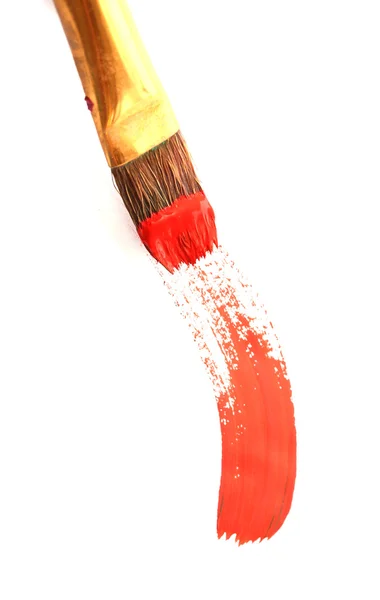 Soyut guaj boya ve fırça, üzerinde beyaz izole — Stok fotoğraf