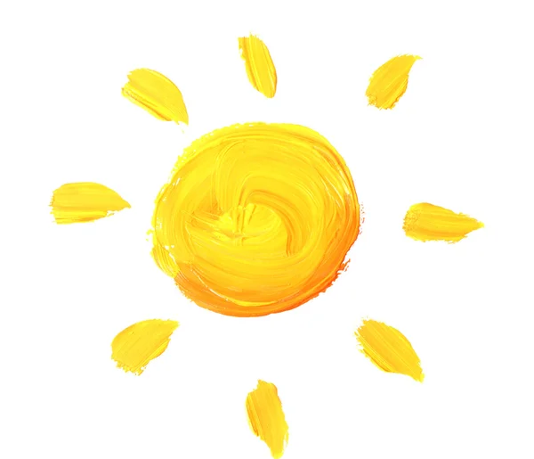 Felle zon geïsoleerd op wit geschilderd — Stockfoto