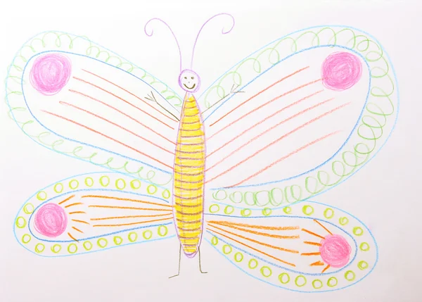 stock image Children's drawing of butterfly