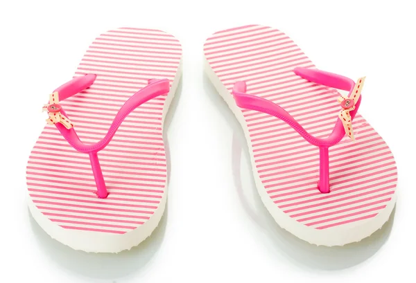 Růžový plážovou obuv izolovaných na bílém — Stock fotografie
