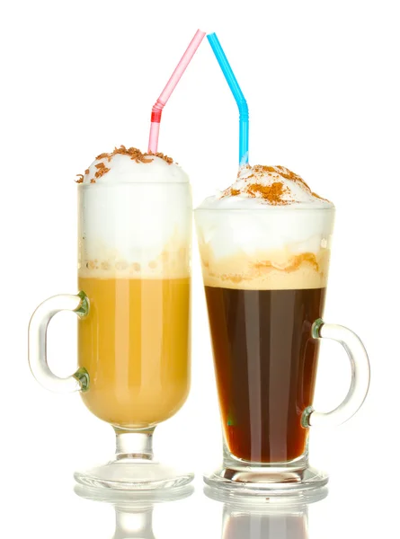 Glasses of coffee cocktail isolated on white — Stock Photo, Image