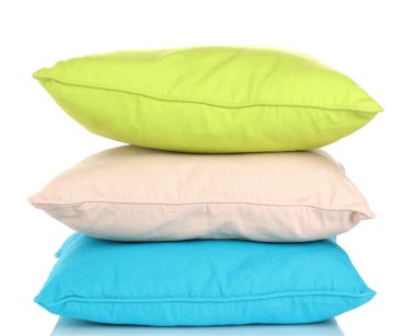 Bright color pillows isolated on white