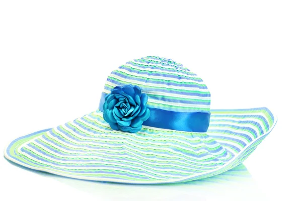 Bonito chapéu de verão mulher isolado no branco — Fotografia de Stock
