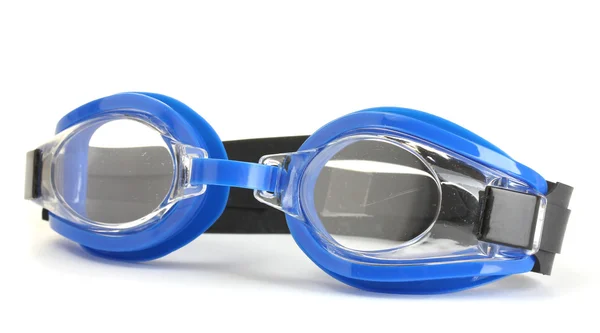 Blauwe Zwemmen goggles geïsoleerd op wit — Stockfoto
