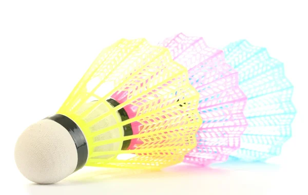 Elszigetelt fehér fényes műanyag tollaslabdák — Stock Fotó