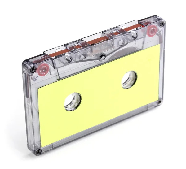 Cassette de audio con etiqueta de color aislado en blanco —  Fotos de Stock