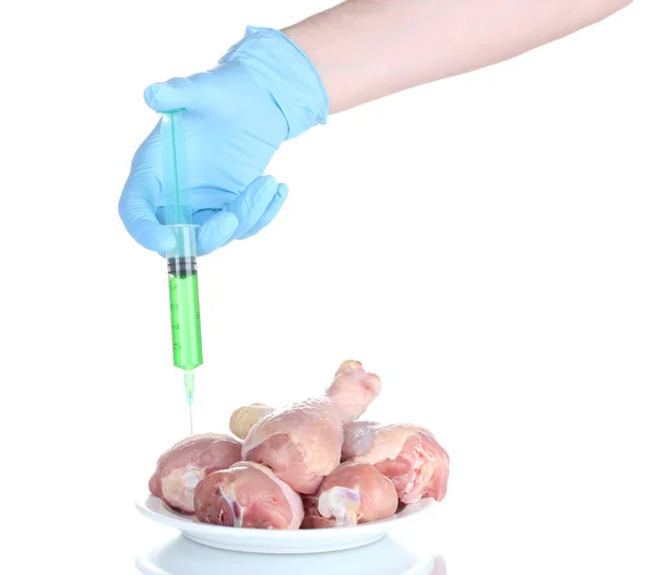 Injection of GMOs into the meat — Stock Photo, Image