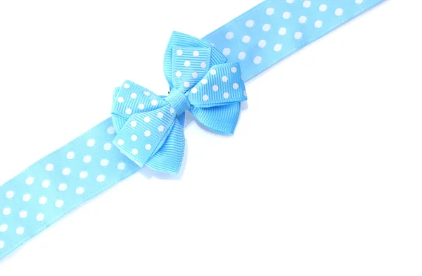 Beautiful blue bow and ribbon isolated on white — Stock Photo, Image